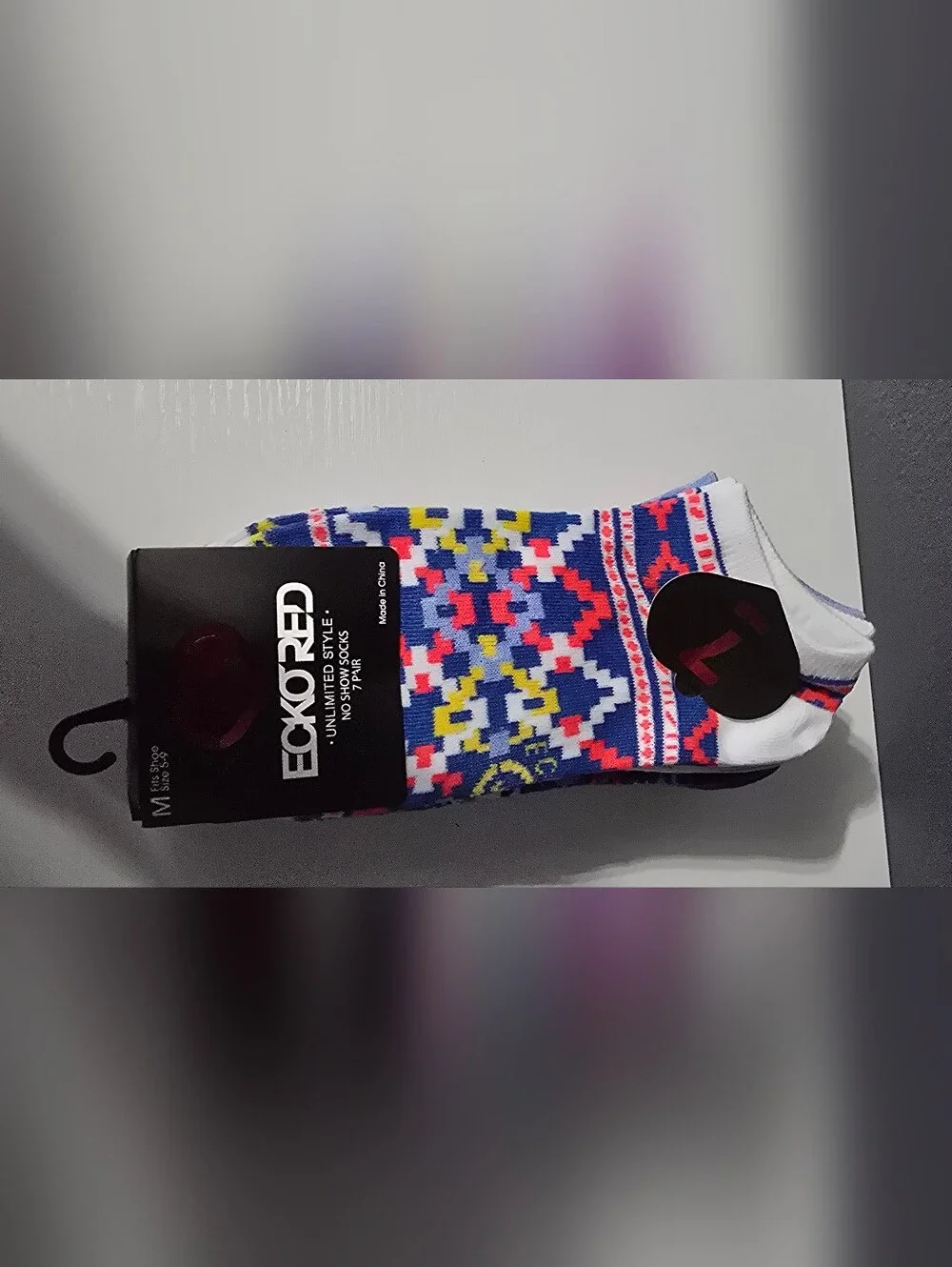 Ecko Unlimited Geometric Multi Print Socks 7 Pk Medium Shoe Size 5-9